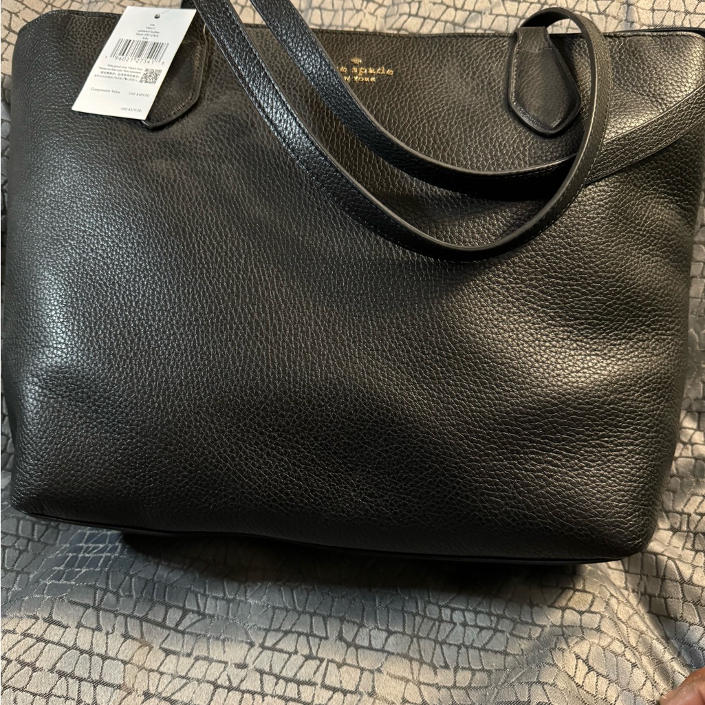 Brand New Kate Spade Black Pebbled Leather Leila Tote